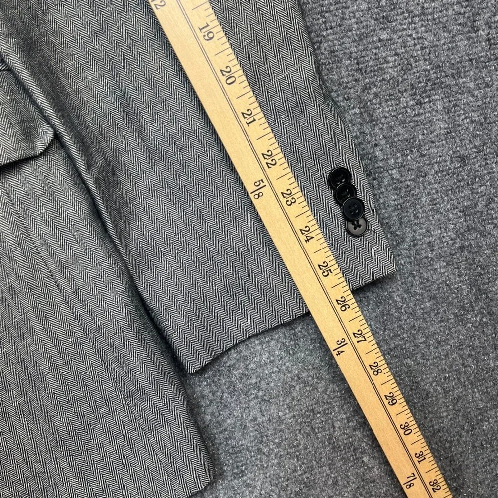 Tommy Hilfiger Mens Grey Herringbone Linen Cotton Blazer Sport Coat Jacket 42L